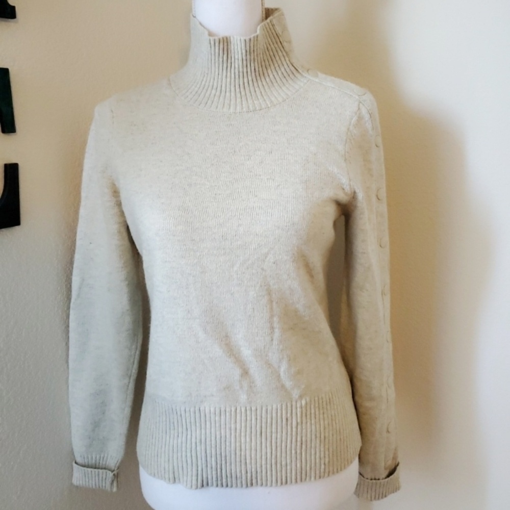 Anthropologie Moth High Neck Button Sweater